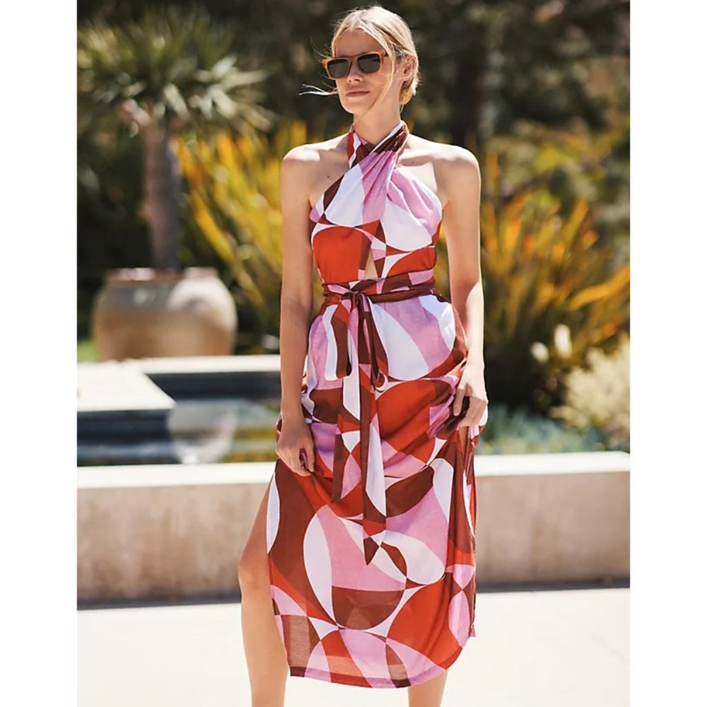 JETS | Lalita Silk Blend Wrap-Front Cover-Up Dress | NWT